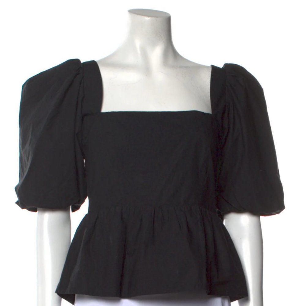 Cara Cara Alexis Peplum Puff Sleeve Top Black S